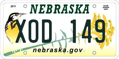 NE license plate XOD149