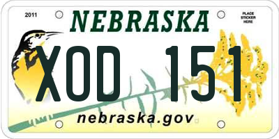 NE license plate XOD151