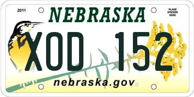 NE license plate XOD152