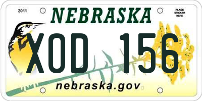 NE license plate XOD156