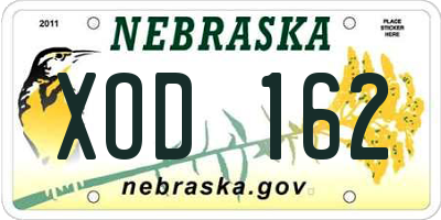 NE license plate XOD162
