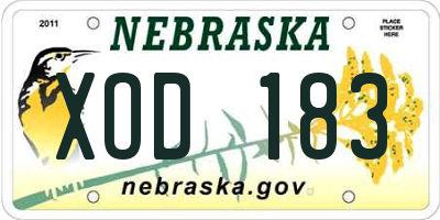 NE license plate XOD183