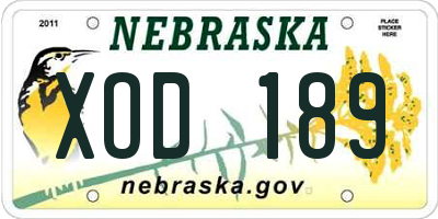 NE license plate XOD189