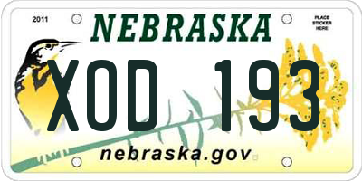 NE license plate XOD193