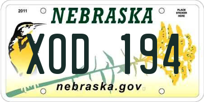 NE license plate XOD194