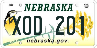 NE license plate XOD201