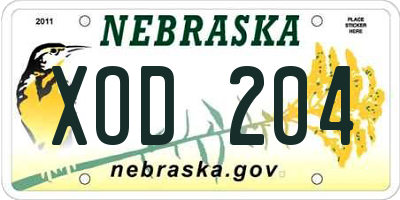 NE license plate XOD204