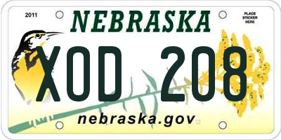 NE license plate XOD208
