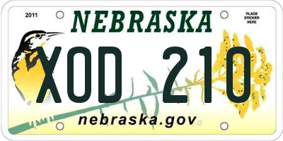 NE license plate XOD210