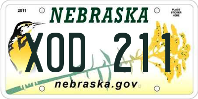 NE license plate XOD211
