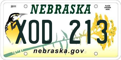 NE license plate XOD213