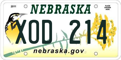 NE license plate XOD214