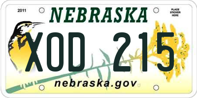 NE license plate XOD215