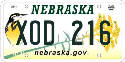 NE license plate XOD216