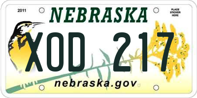 NE license plate XOD217