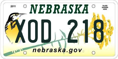 NE license plate XOD218