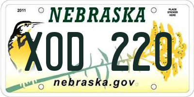 NE license plate XOD220