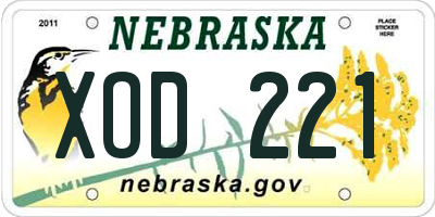 NE license plate XOD221
