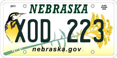 NE license plate XOD223