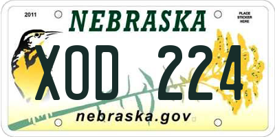 NE license plate XOD224
