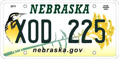NE license plate XOD225