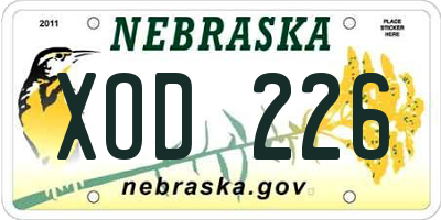 NE license plate XOD226