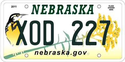 NE license plate XOD227
