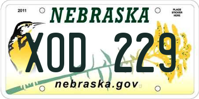 NE license plate XOD229