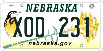 NE license plate XOD231