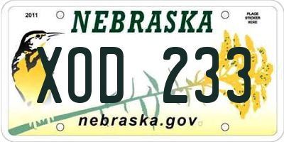 NE license plate XOD233