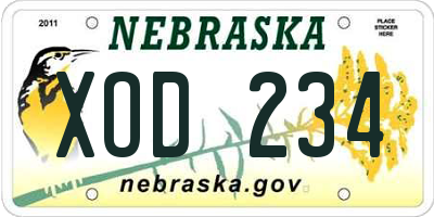 NE license plate XOD234