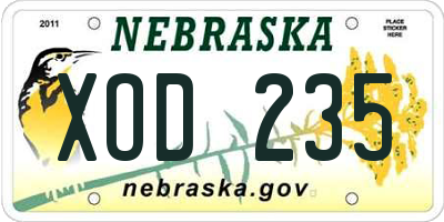 NE license plate XOD235