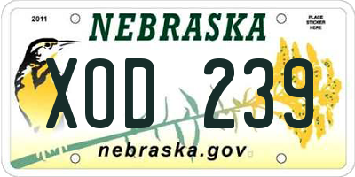 NE license plate XOD239