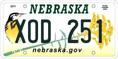 NE license plate XOD251