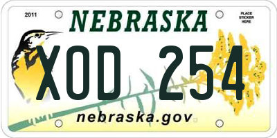 NE license plate XOD254