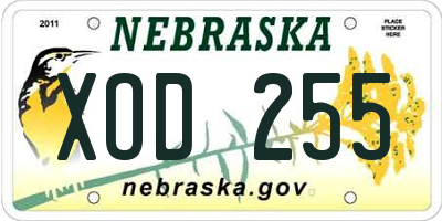 NE license plate XOD255