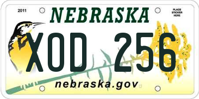 NE license plate XOD256