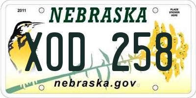 NE license plate XOD258