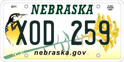 NE license plate XOD259