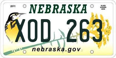 NE license plate XOD263