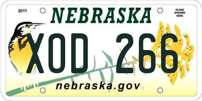 NE license plate XOD266