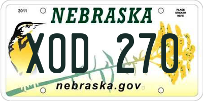 NE license plate XOD270