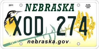 NE license plate XOD274
