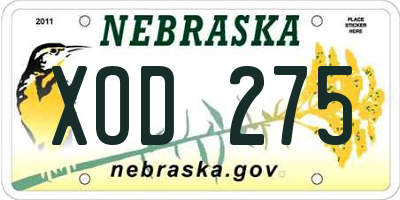 NE license plate XOD275