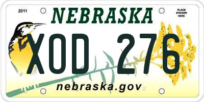 NE license plate XOD276