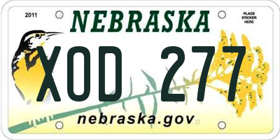 NE license plate XOD277