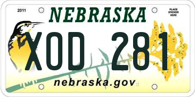NE license plate XOD281