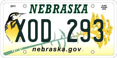 NE license plate XOD293