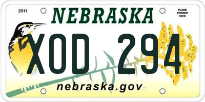 NE license plate XOD294