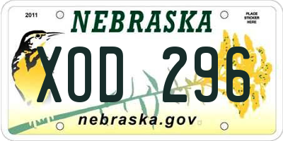 NE license plate XOD296